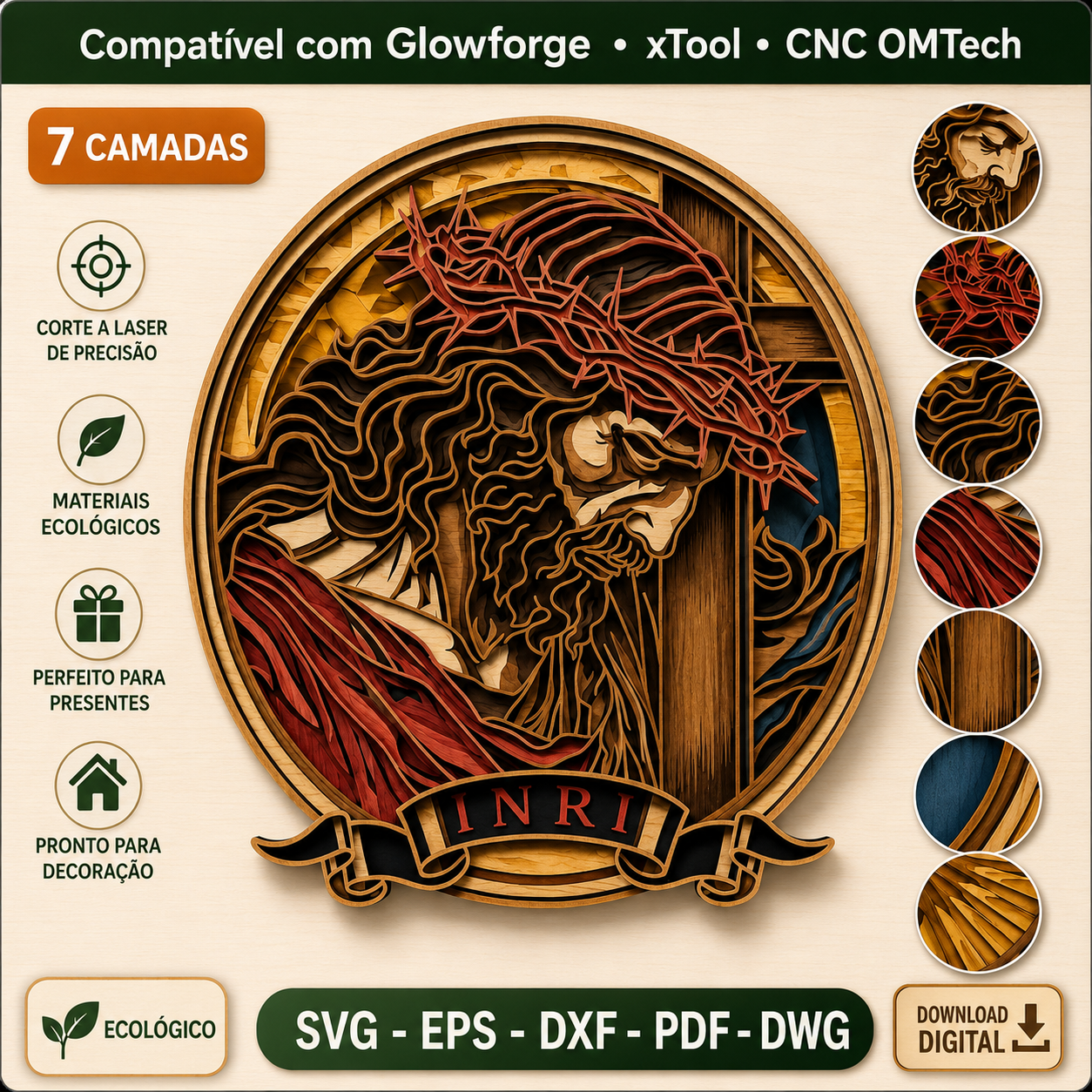 Coleção Religiosa 3D completa com 12 arquivos de Jesus e Virgem Maria para corte a laser — imagem 4