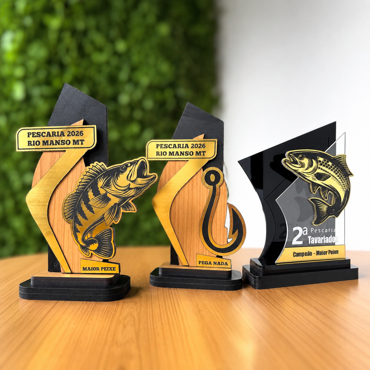 Pack com 3 arquivos de troféus para pescaria para máquina laser em MDF e acrílico — imagem 3