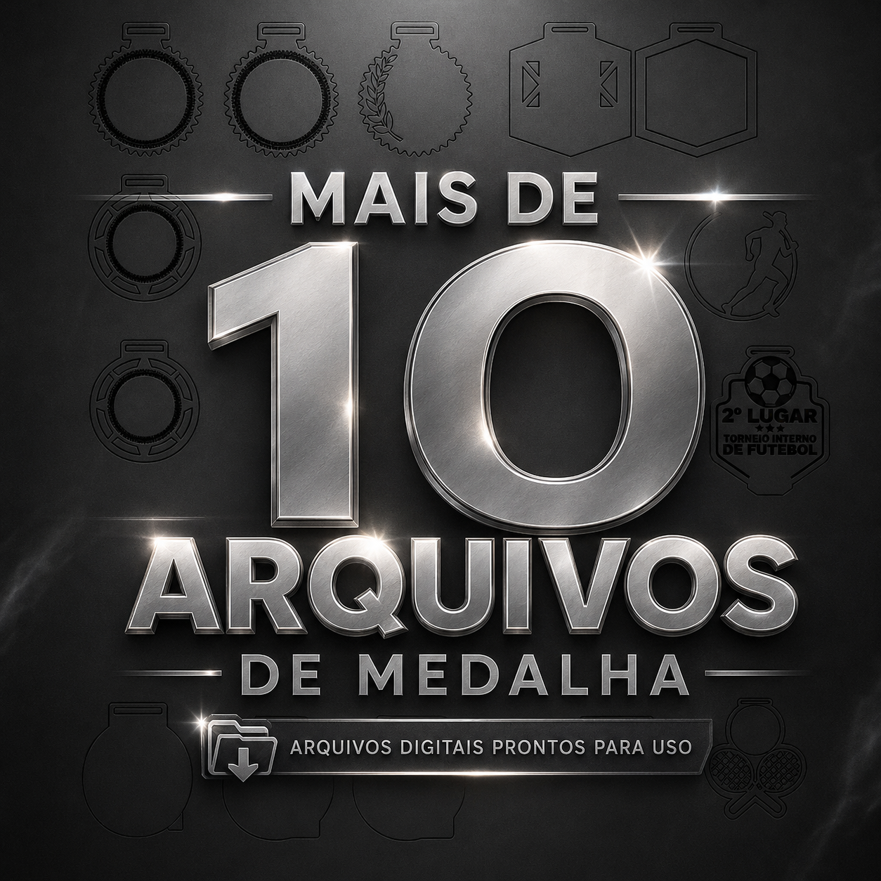 Pack com mais de 10 arquivos de medalhas para corte em máquina laser