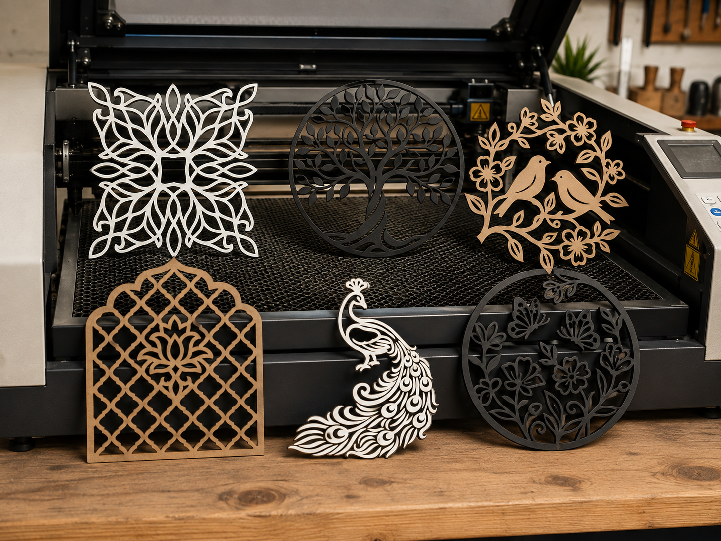Pack de arquivos decorativos para paredes prontos para corte em MDF e acrílico para máquina laser