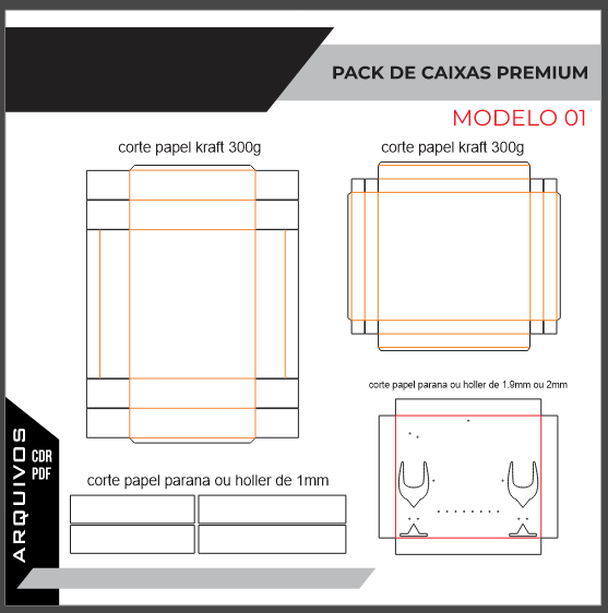 Pack com mais de 20 arquivos de caixas de papel kraft com berço para kits e presentes personalizados — imagem 2