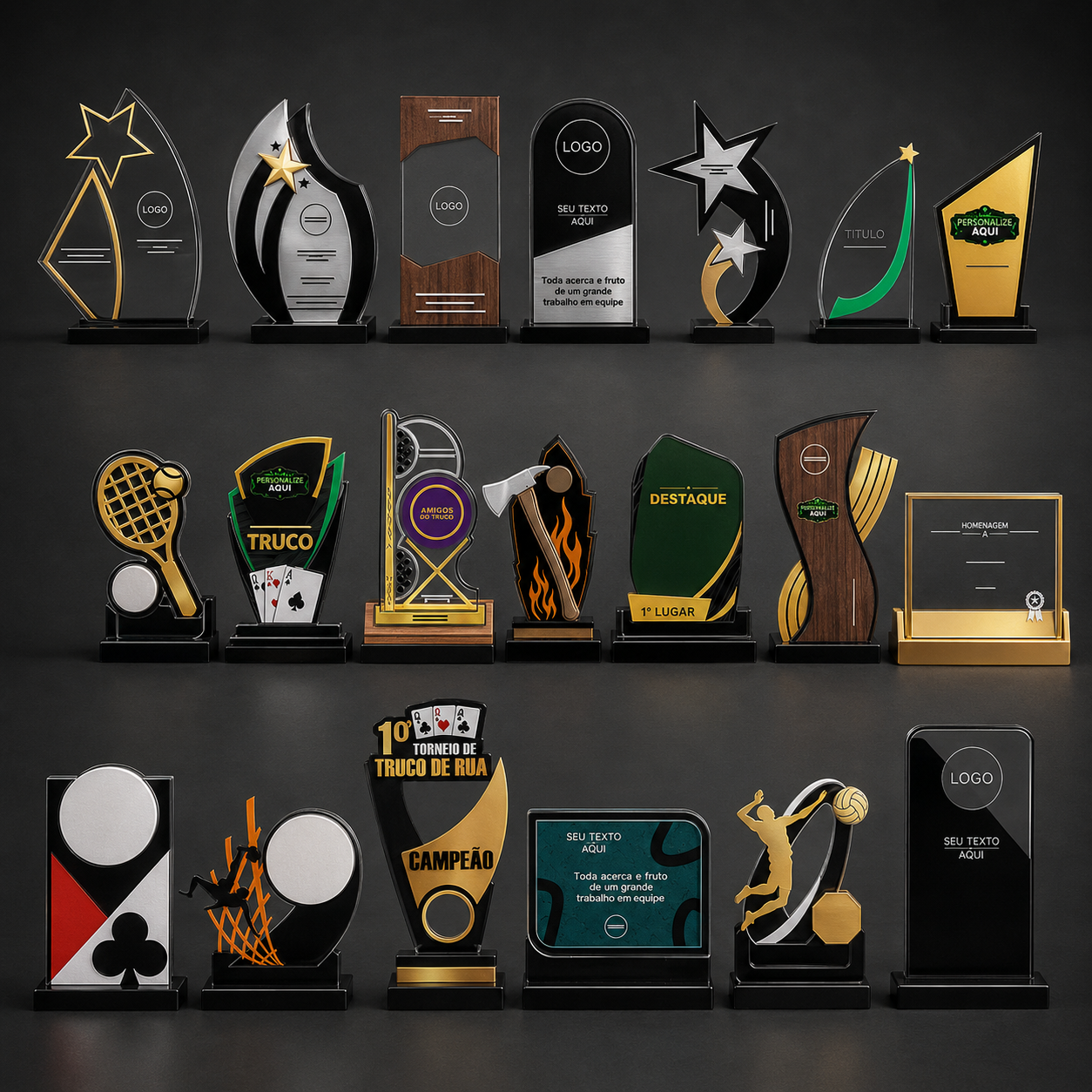 Arquivos de troféus organizados e prontos para produção em MDF e acrílico — imagem 2