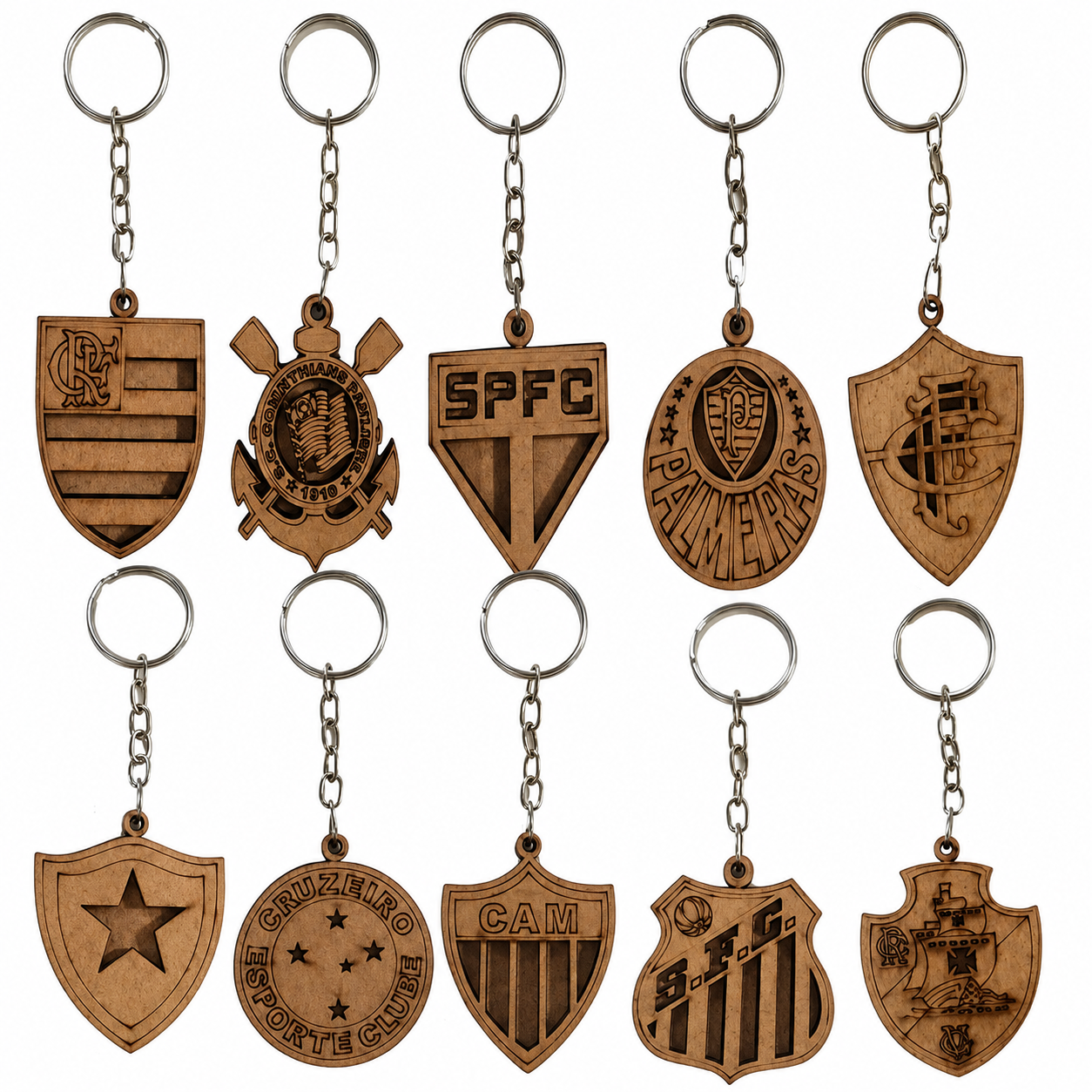 Pack com 500 arquivos de chaveiros de times de futebol para corte a laser em MDF — imagem 7